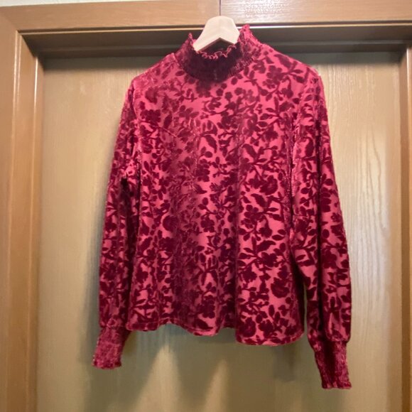 Maurices Shirt Womens XL Purple Floral Velour Blouse Whimsigoth Fairy Goth Boho - Picture 1 of 4